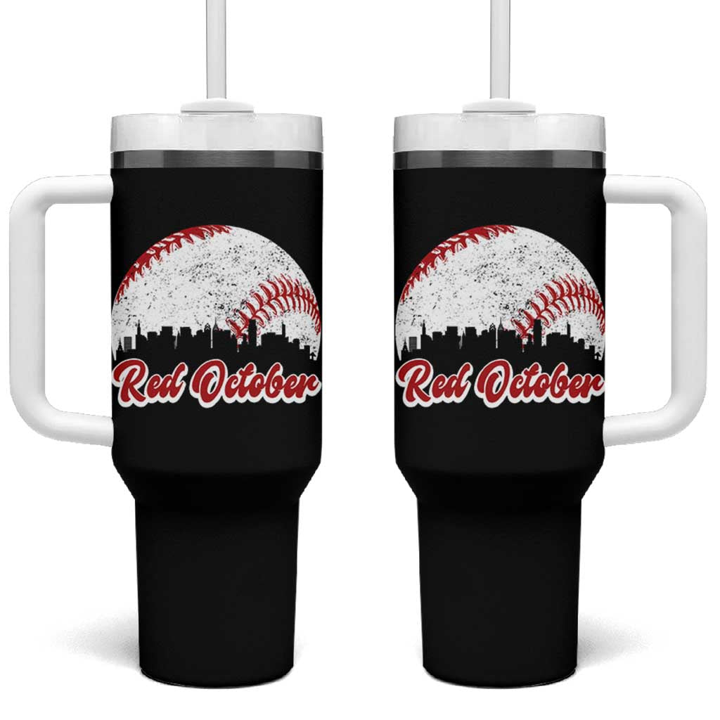 Vintage Red October Tumbler With Handle Philadelphia Skyline Retro Philly Cityscape - Wonder Print Shop