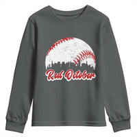 Vintage Red October Youth Sweatshirt Philadelphia Skyline Retro Philly Cityscape - Wonder Print Shop