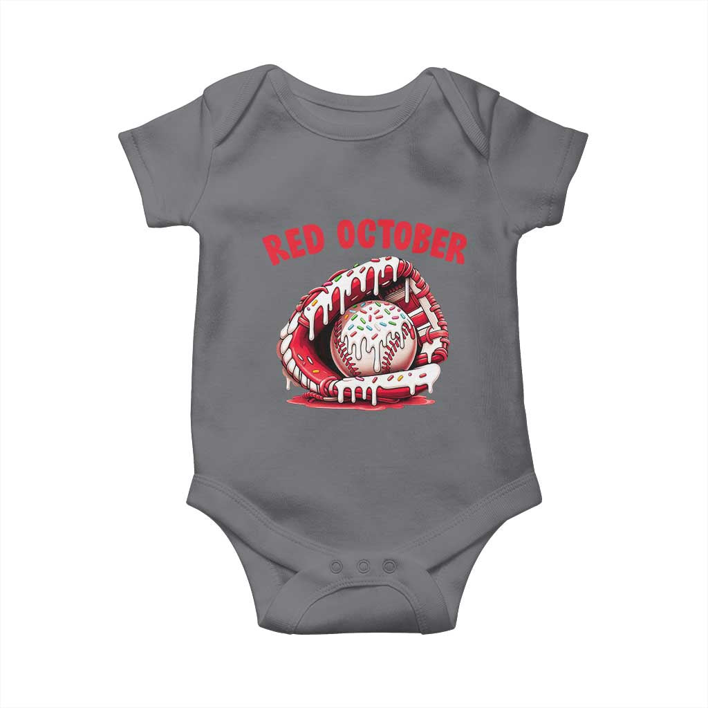 Red October Baby Onesie Baseball Drip Ice Cream Sprinkles Baseball Glove - Wonder Print Shop