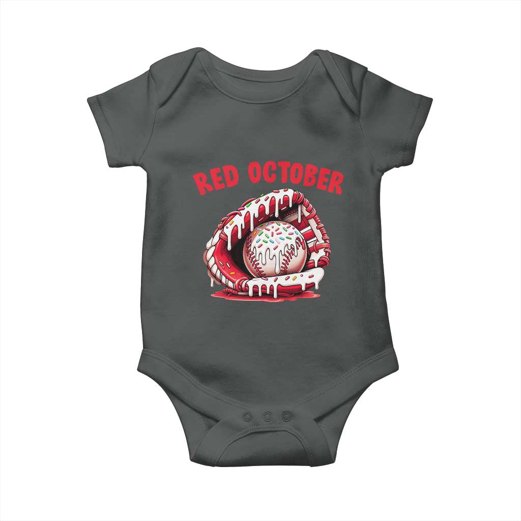 Red October Baby Onesie Baseball Drip Ice Cream Sprinkles Baseball Glove - Wonder Print Shop