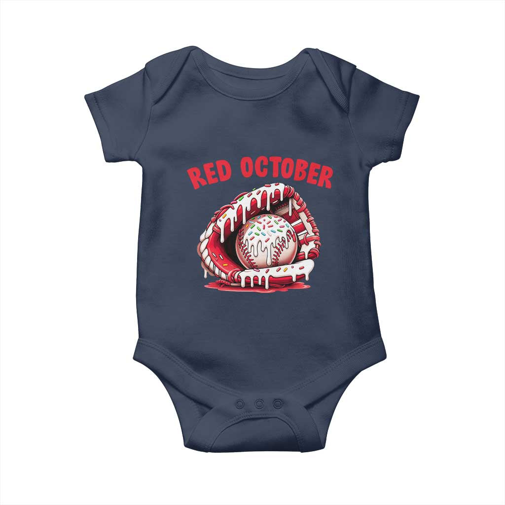 Red October Baby Onesie Baseball Drip Ice Cream Sprinkles Baseball Glove - Wonder Print Shop