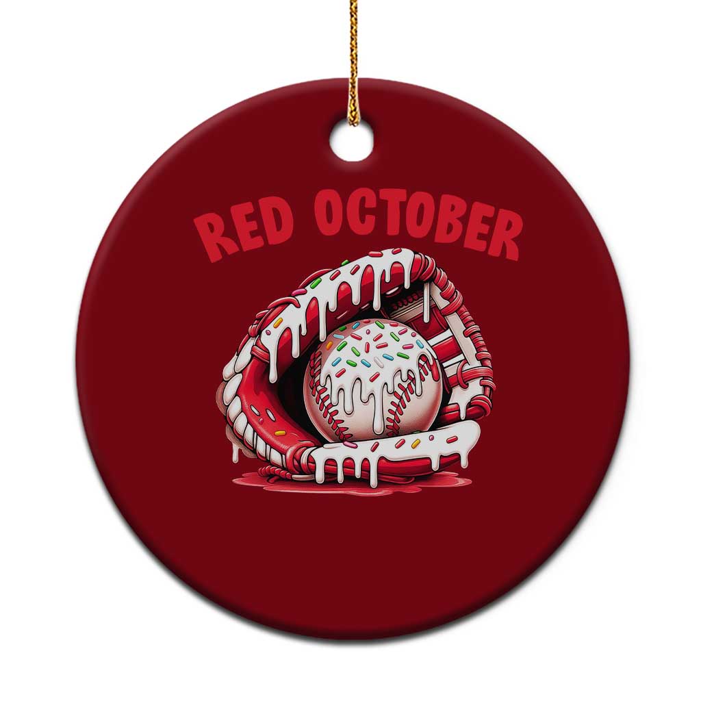Red October Ceramic Ornament Baseball Drip Ice Cream Sprinkles Baseball Glove - Wonder Print Shop