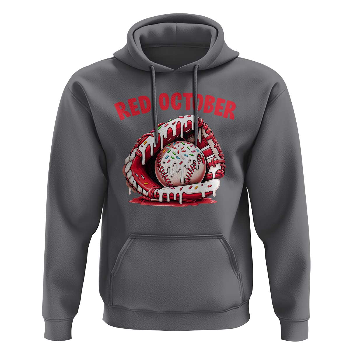 Red October Hoodie Baseball Drip Ice Cream Sprinkles Baseball Glove - Wonder Print Shop