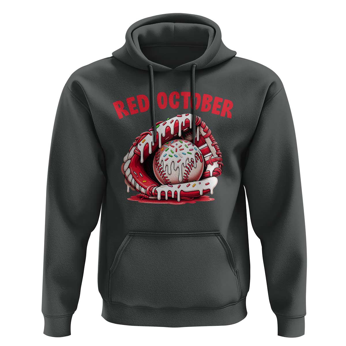 Red October Hoodie Baseball Drip Ice Cream Sprinkles Baseball Glove - Wonder Print Shop
