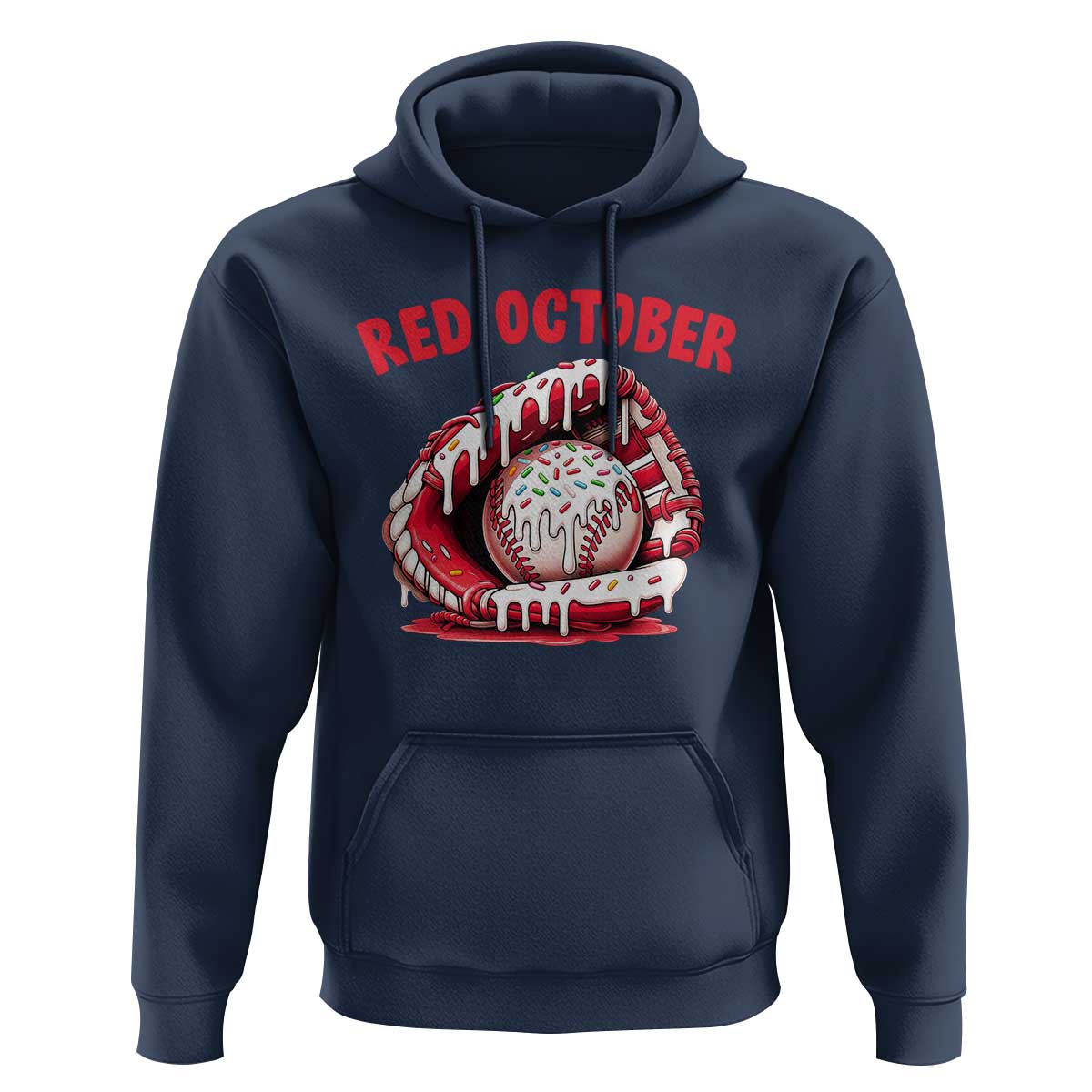 Red October Hoodie Baseball Drip Ice Cream Sprinkles Baseball Glove - Wonder Print Shop