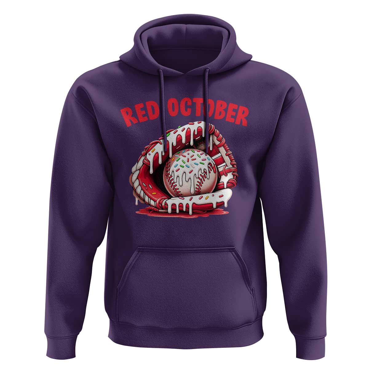 Red October Hoodie Baseball Drip Ice Cream Sprinkles Baseball Glove - Wonder Print Shop