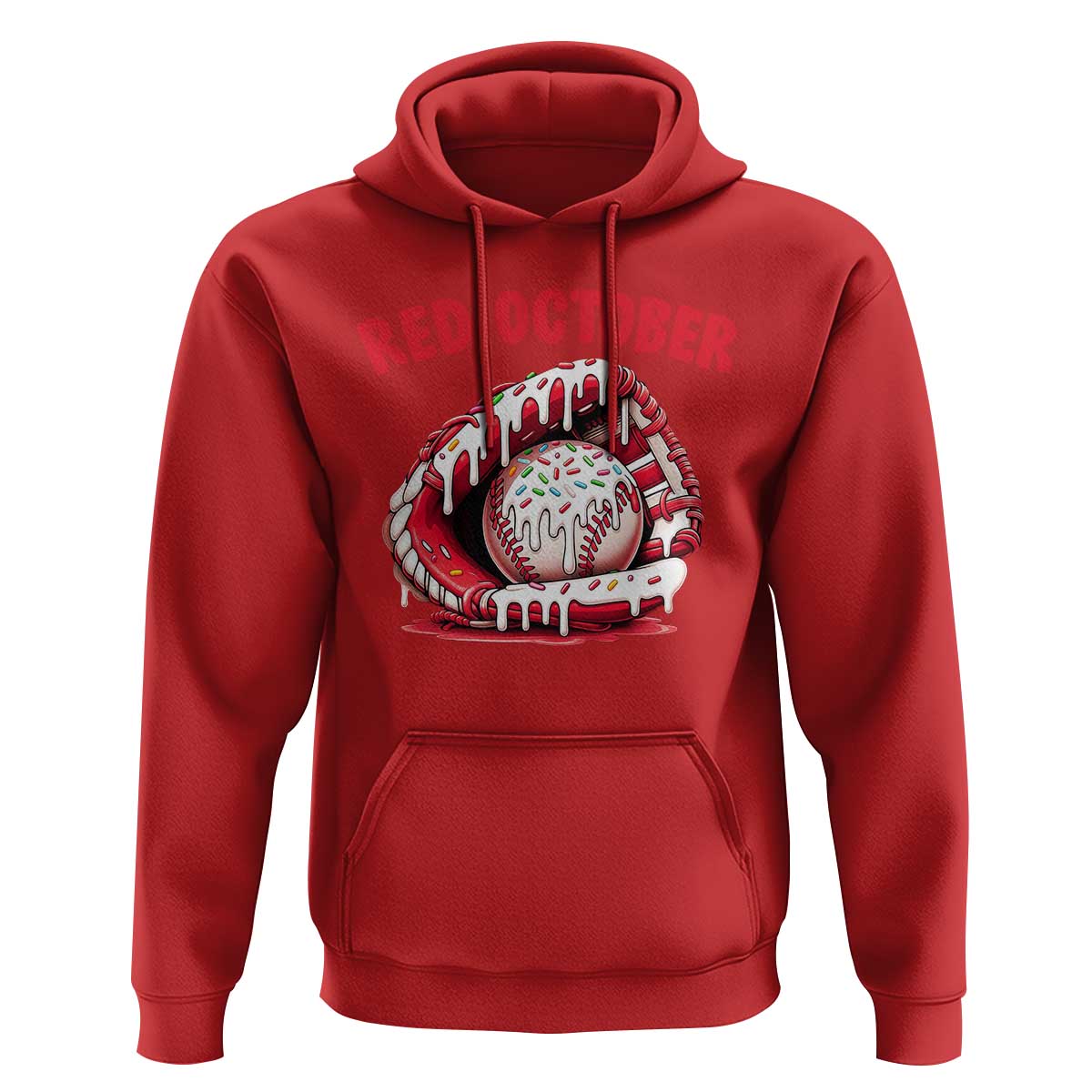 Red October Hoodie Baseball Drip Ice Cream Sprinkles Baseball Glove - Wonder Print Shop
