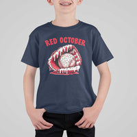 Red October T Shirt For Kid Baseball Drip Ice Cream Sprinkles Baseball Glove - Wonder Print Shop