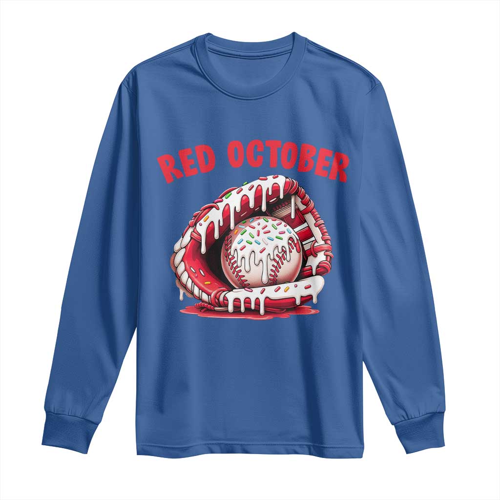 Red October Long Sleeve Shirt Baseball Drip Ice Cream Sprinkles Baseball Glove - Wonder Print Shop