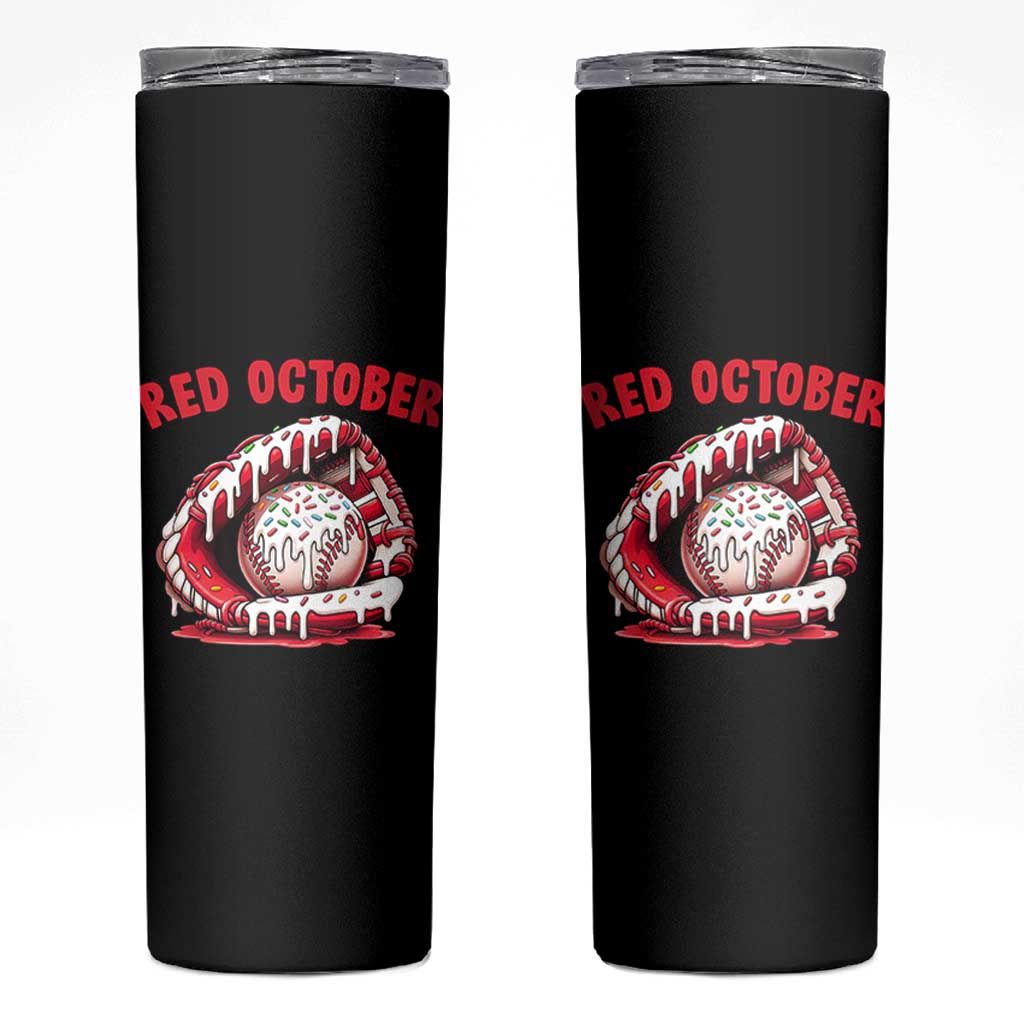 Red October Skinny Tumbler Baseball Drip Ice Cream Sprinkles Baseball Glove - Wonder Print Shop