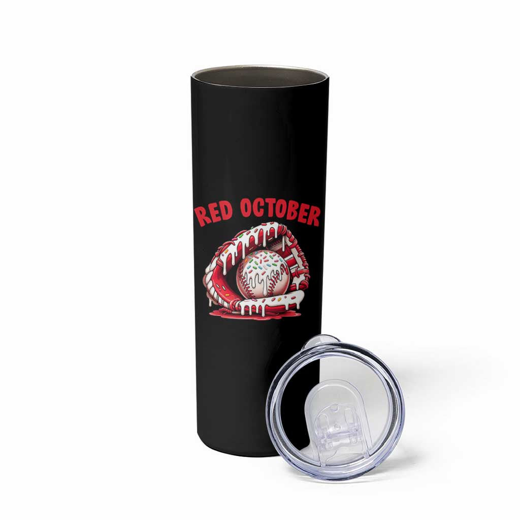 Red October Skinny Tumbler Baseball Drip Ice Cream Sprinkles Baseball Glove - Wonder Print Shop