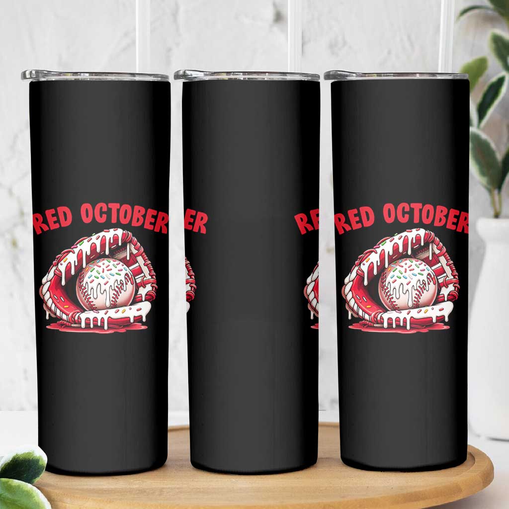 Red October Skinny Tumbler Baseball Drip Ice Cream Sprinkles Baseball Glove - Wonder Print Shop