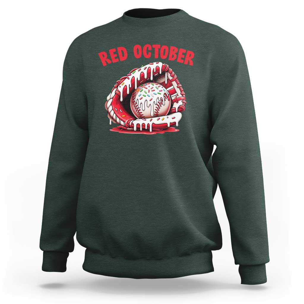 Red October Sweatshirt Baseball Drip Ice Cream Sprinkles Baseball Glove - Wonder Print Shop