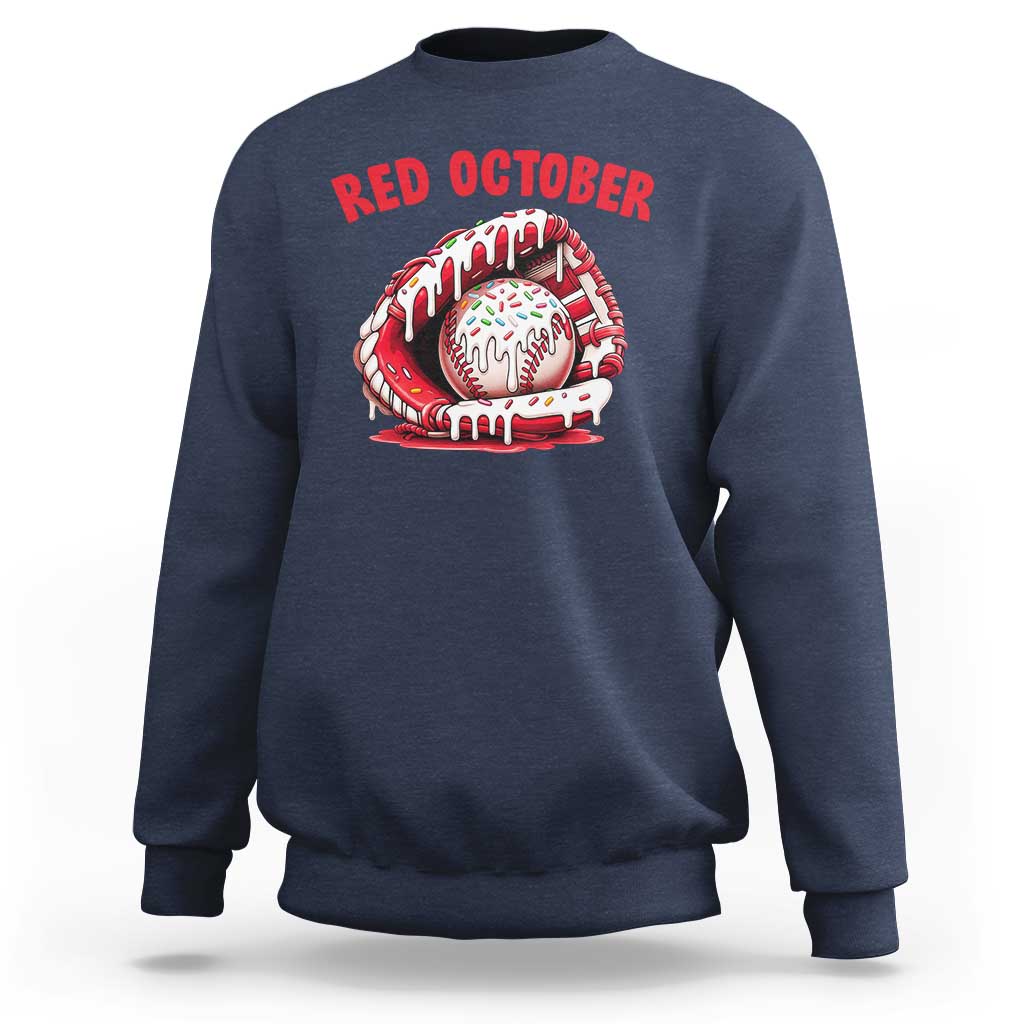 Red October Sweatshirt Baseball Drip Ice Cream Sprinkles Baseball Glove - Wonder Print Shop