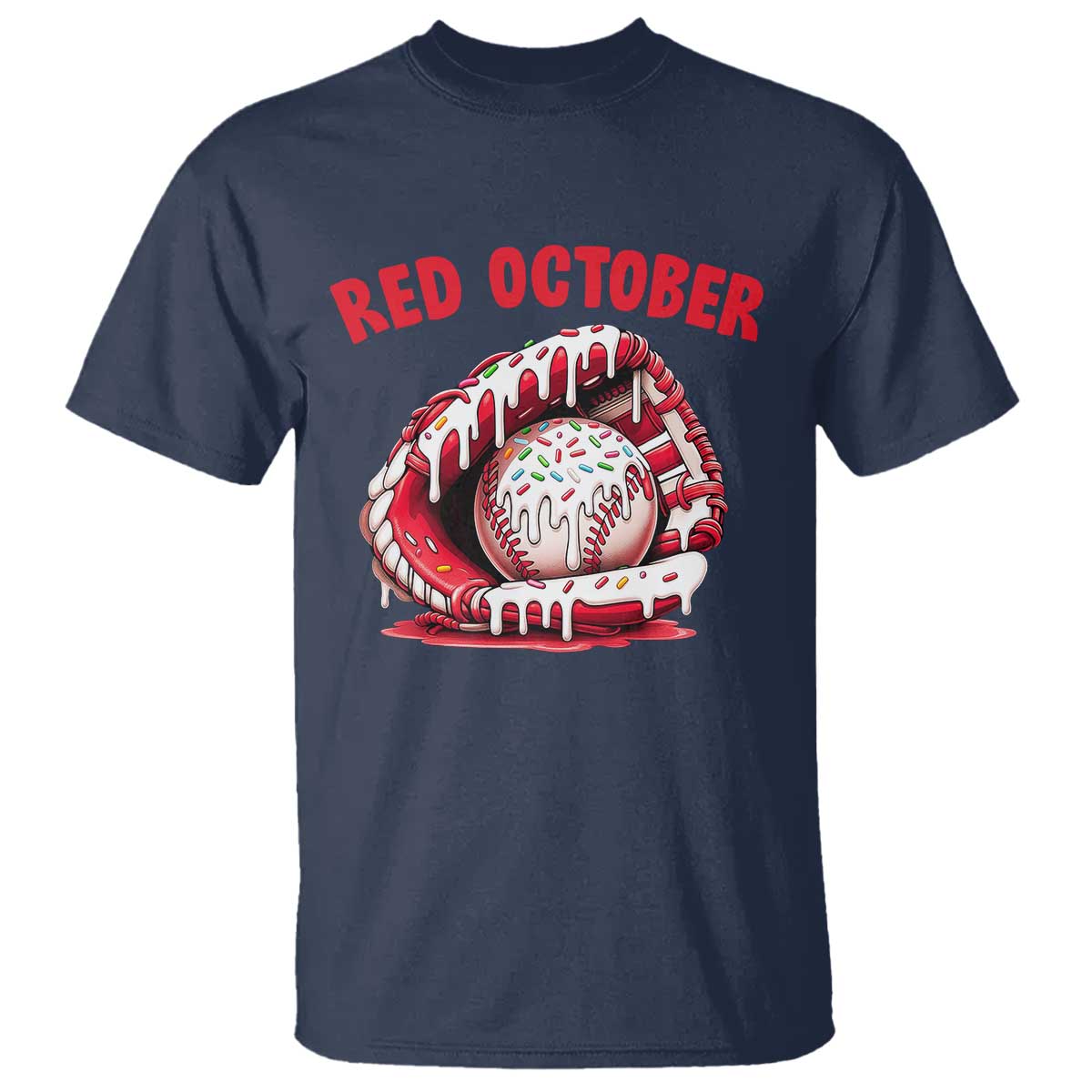 Red October T Shirt Baseball Drip Ice Cream Sprinkles Baseball Glove - Wonder Print Shop