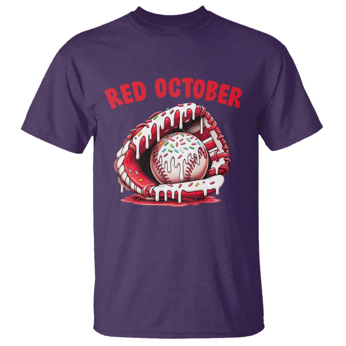 Red October T Shirt Baseball Drip Ice Cream Sprinkles Baseball Glove - Wonder Print Shop