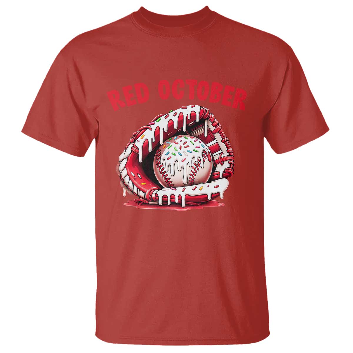 Red October T Shirt Baseball Drip Ice Cream Sprinkles Baseball Glove - Wonder Print Shop