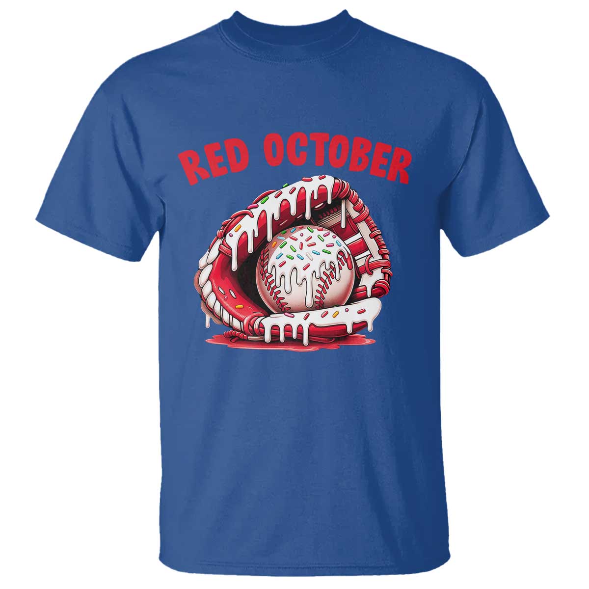 Red October T Shirt Baseball Drip Ice Cream Sprinkles Baseball Glove - Wonder Print Shop