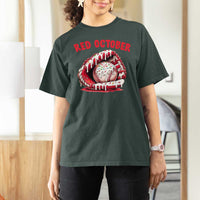 Red October T Shirt For Women Baseball Drip Ice Cream Sprinkles Baseball Glove - Wonder Print Shop