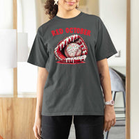 Red October T Shirt For Women Baseball Drip Ice Cream Sprinkles Baseball Glove - Wonder Print Shop