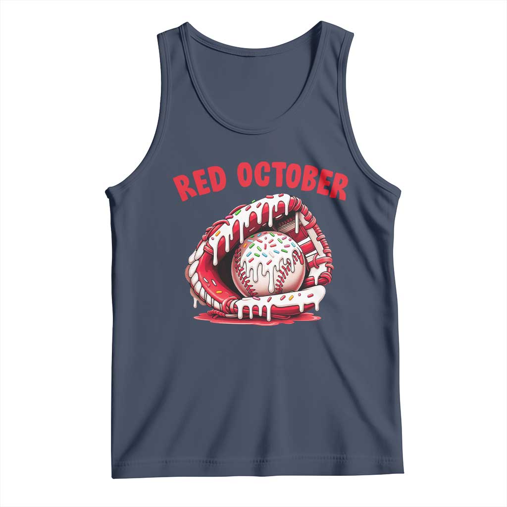 Red October Tank Top Baseball Drip Ice Cream Sprinkles Baseball Glove - Wonder Print Shop