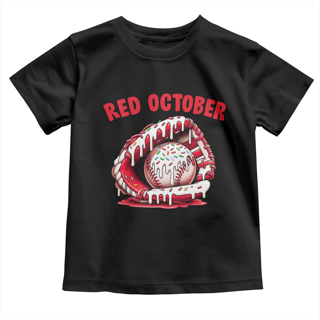 Red October Toddler T Shirt Baseball Drip Ice Cream Sprinkles Baseball Glove - Wonder Print Shop
