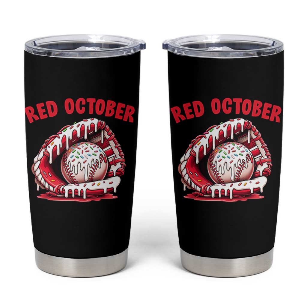 Red October Tumbler Cup Baseball Drip Ice Cream Sprinkles Baseball Glove - Wonder Print Shop