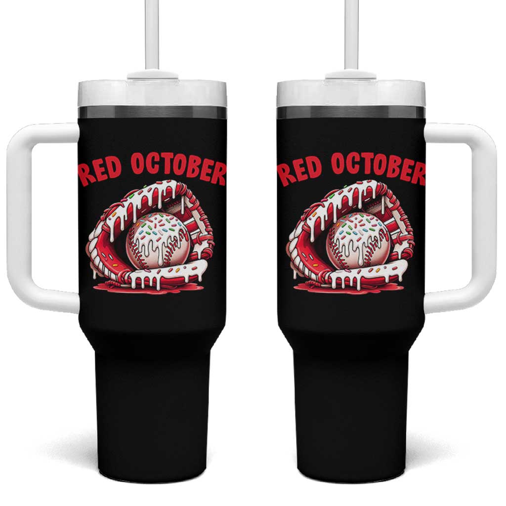Red October Tumbler With Handle Baseball Drip Ice Cream Sprinkles Baseball Glove - Wonder Print Shop