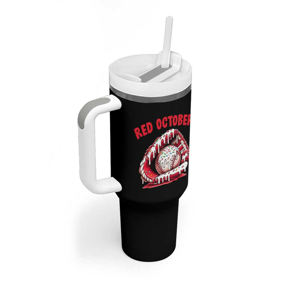 Red October Tumbler With Handle Baseball Drip Ice Cream Sprinkles Baseball Glove - Wonder Print Shop