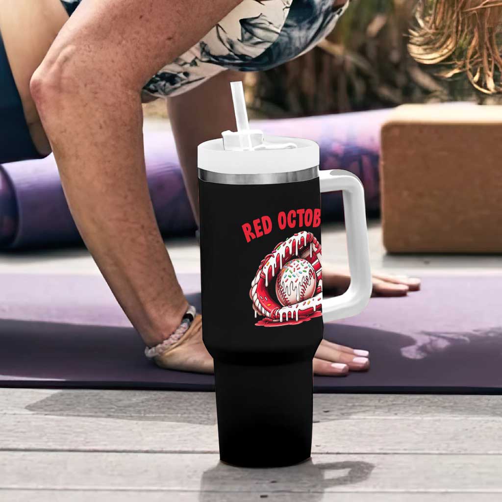 Red October Tumbler With Handle Baseball Drip Ice Cream Sprinkles Baseball Glove - Wonder Print Shop