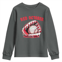 Red October Youth Sweatshirt Baseball Drip Ice Cream Sprinkles Baseball Glove - Wonder Print Shop