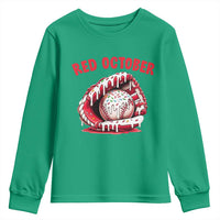 Red October Youth Sweatshirt Baseball Drip Ice Cream Sprinkles Baseball Glove - Wonder Print Shop