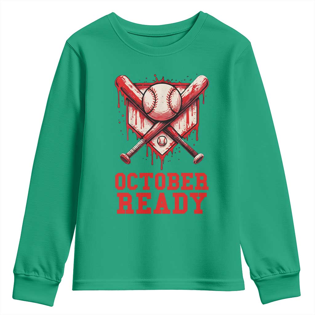 October Ready Youth Sweatshirt Philadelphia Playoff Baseball Drip Graffiti - Wonder Print Shop