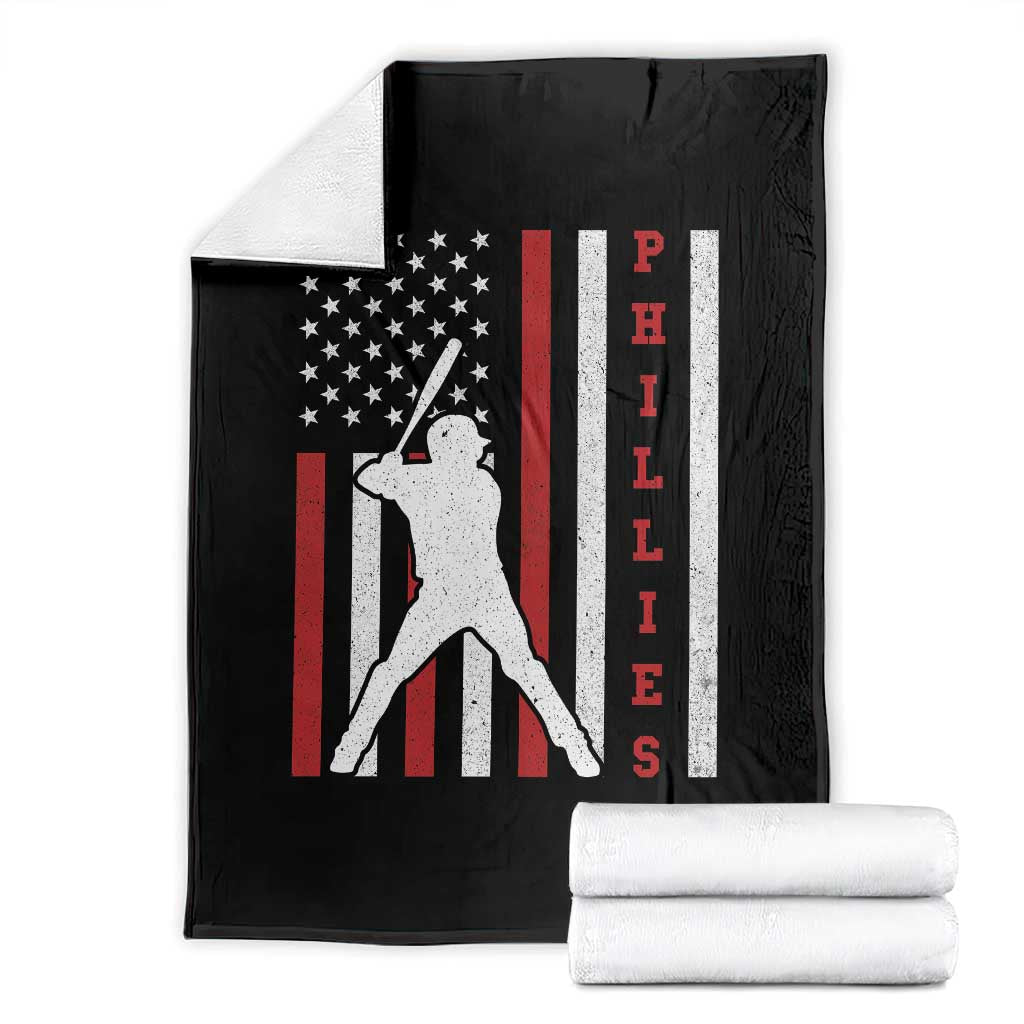 Phillies Baseball Throw Blanket Cool Distressed Philadelphia Red October US Flag - Wonder Print Shop