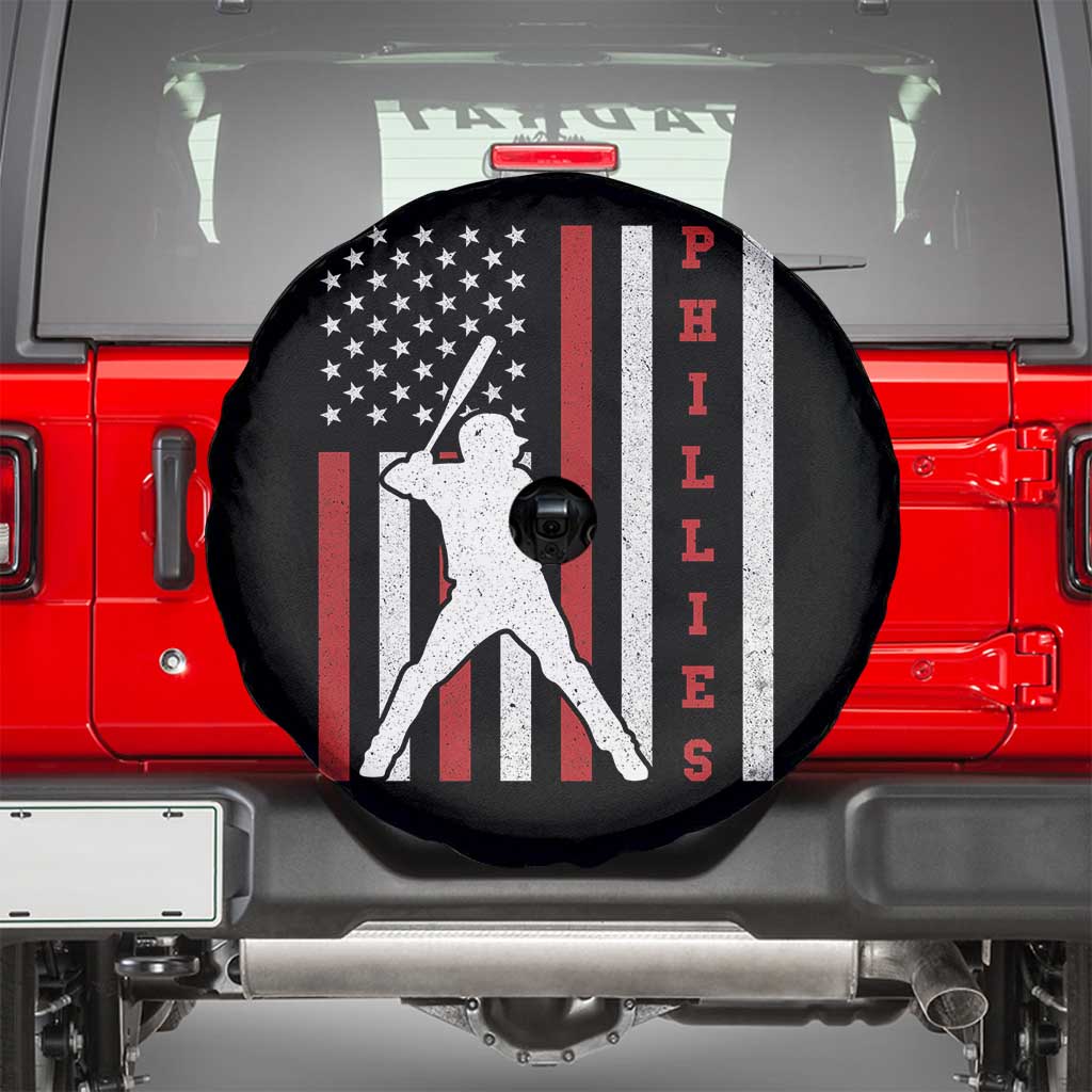 Phillies Baseball Spare Tire Cover Cool Distressed Philadelphia Red October US Flag - Wonder Print Shop