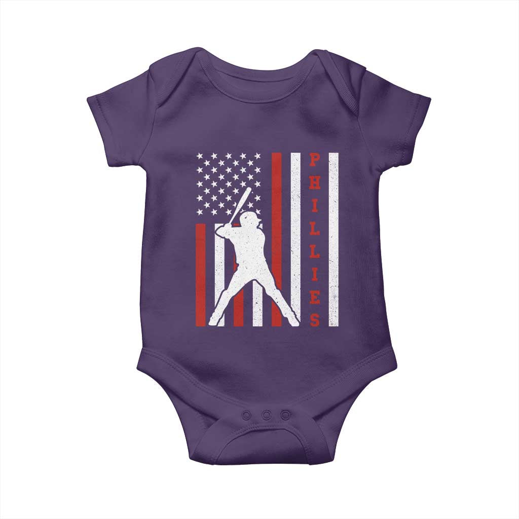 Phillies Baseball Baby Onesie Cool Distressed Philadelphia Red October US Flag - Wonder Print Shop