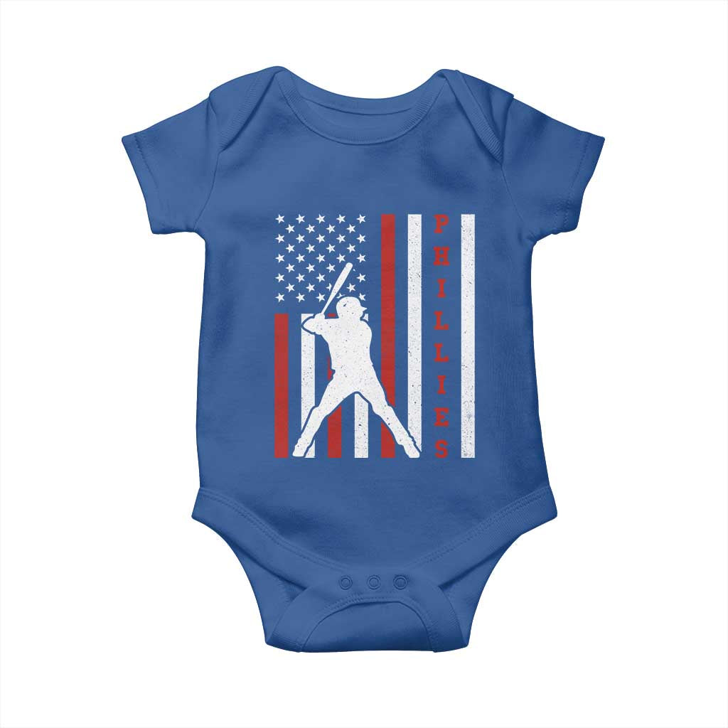 Phillies Baseball Baby Onesie Cool Distressed Philadelphia Red October US Flag - Wonder Print Shop
