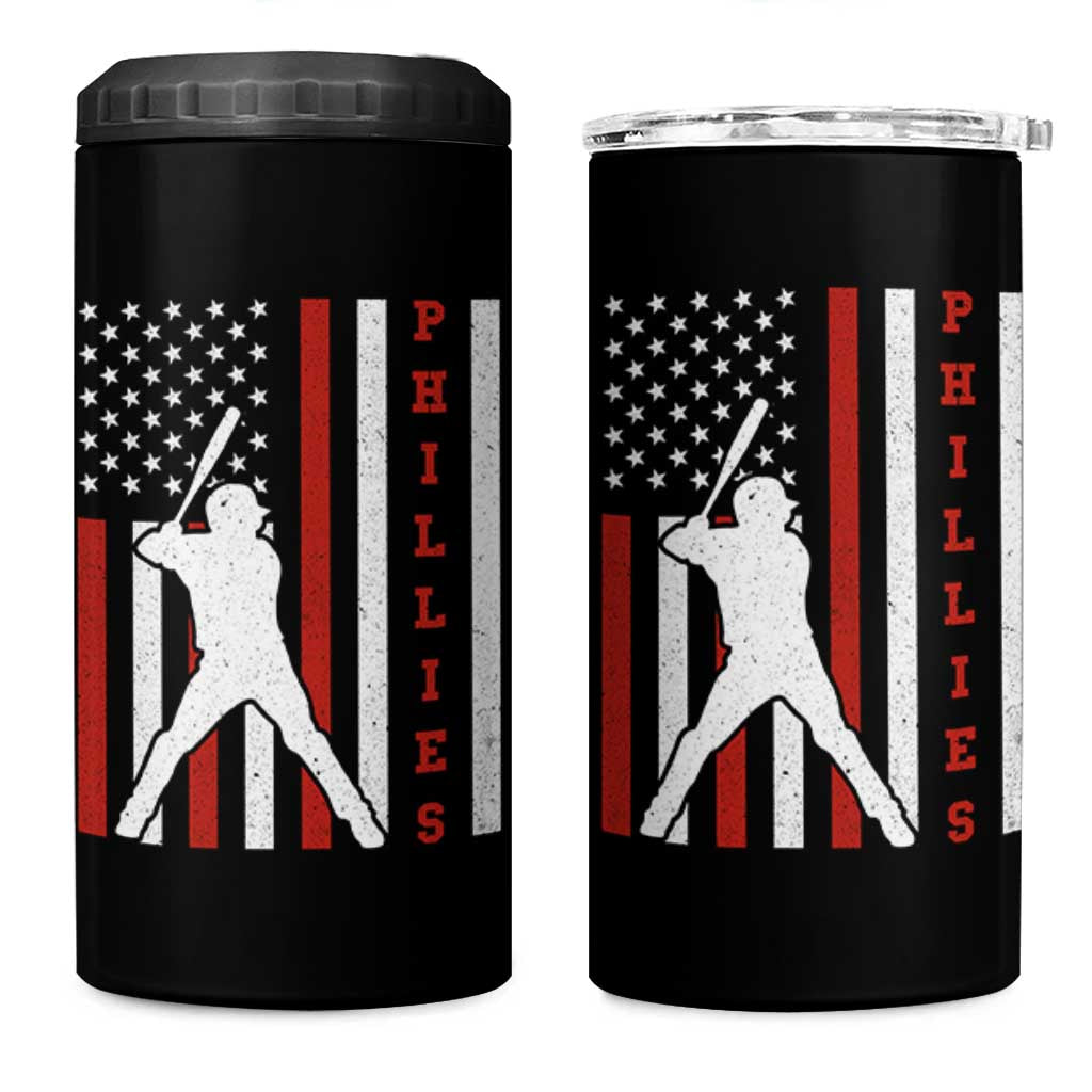 Phillies Baseball 4 in 1 Can Cooler Tumbler Cool Distressed Philadelphia Red October US Flag - Wonder Print Shop