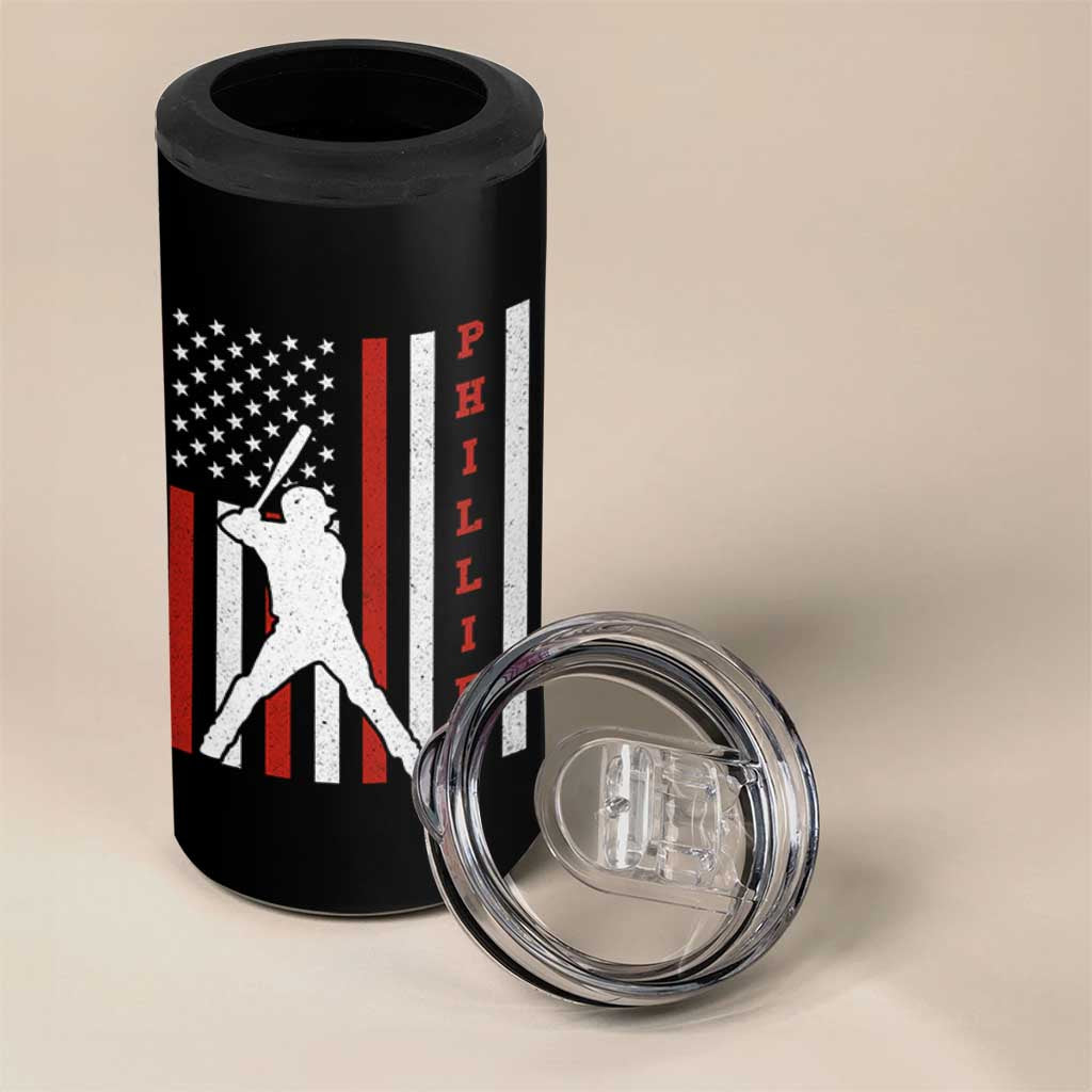 Phillies Baseball 4 in 1 Can Cooler Tumbler Cool Distressed Philadelphia Red October US Flag - Wonder Print Shop