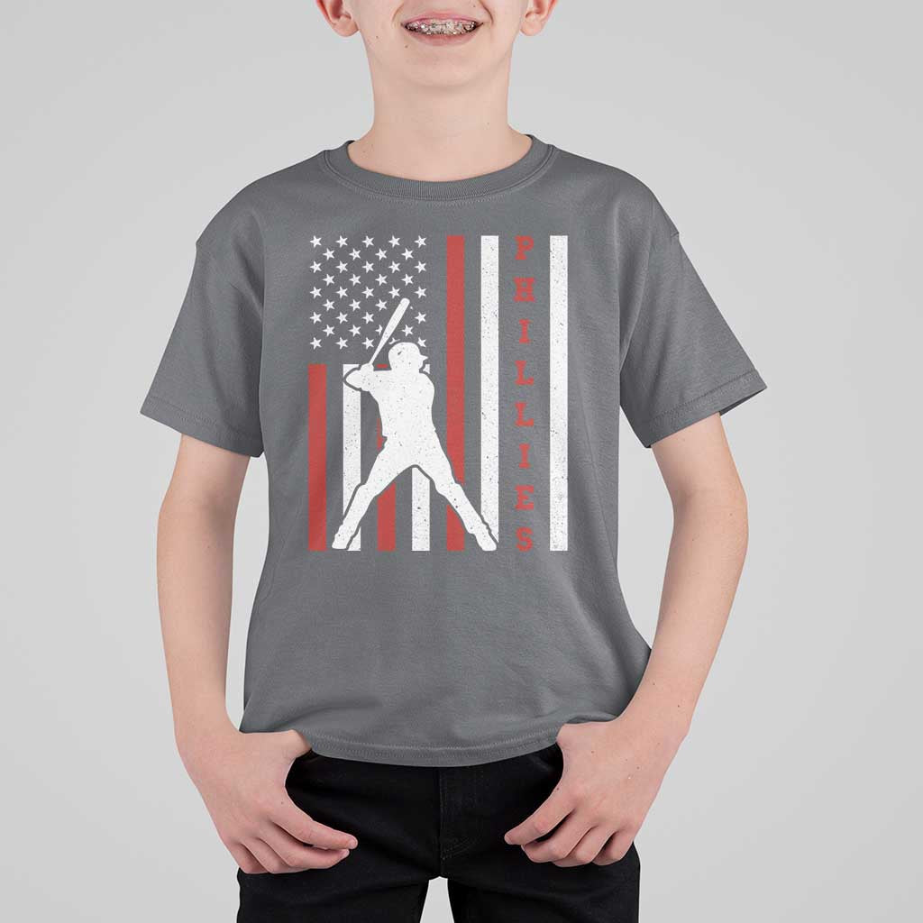Phillies Baseball T Shirt For Kid Cool Distressed Philadelphia Red October US Flag - Wonder Print Shop