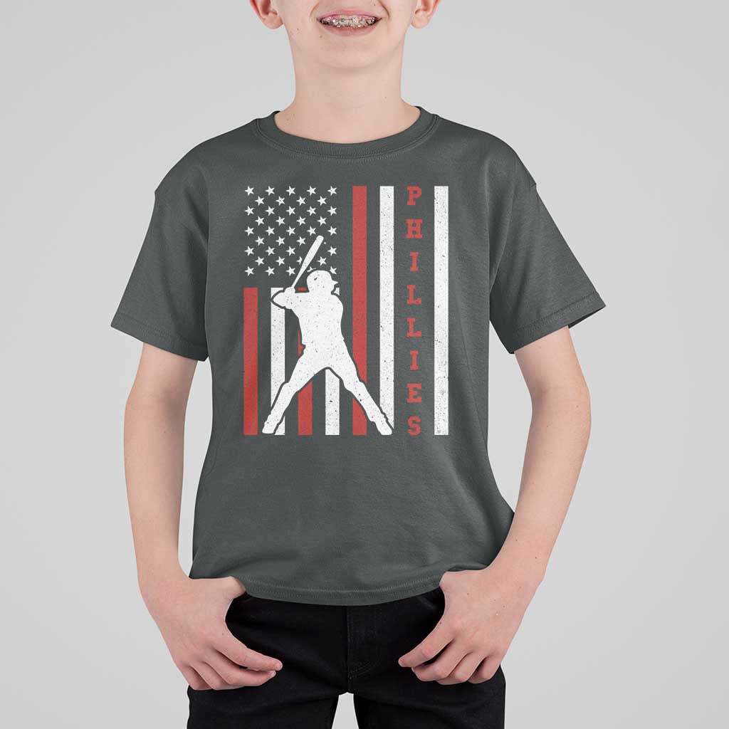Phillies Baseball T Shirt For Kid Cool Distressed Philadelphia Red October US Flag - Wonder Print Shop