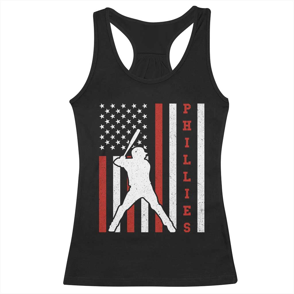 Phillies Baseball Racerback Tank Top Cool Distressed Philadelphia Red October US Flag - Wonder Print Shop