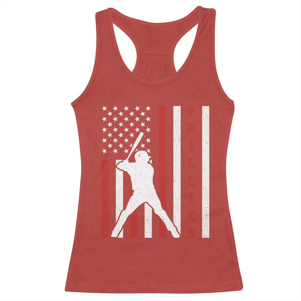 Phillies Baseball Racerback Tank Top Cool Distressed Philadelphia Red October US Flag - Wonder Print Shop