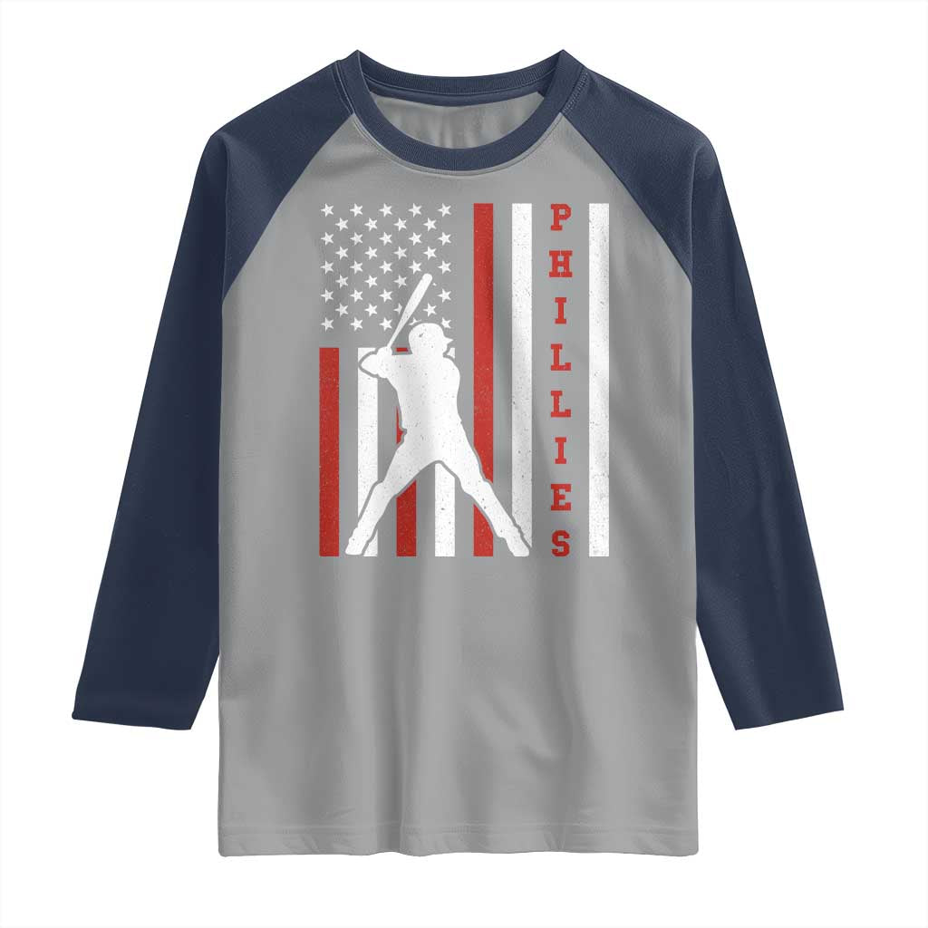 Phillies Baseball Raglan Shirt Cool Distressed Philadelphia Red October US Flag - Wonder Print Shop