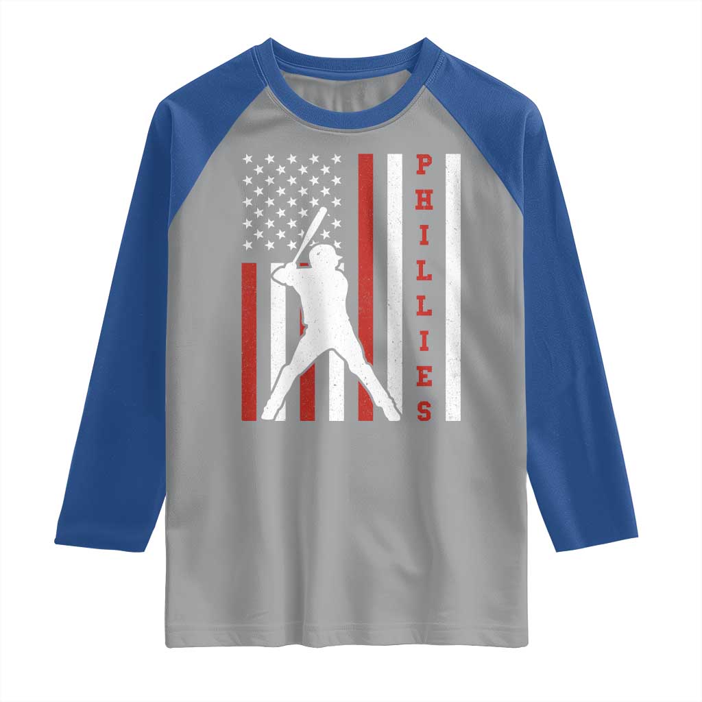 Phillies Baseball Raglan Shirt Cool Distressed Philadelphia Red October US Flag - Wonder Print Shop