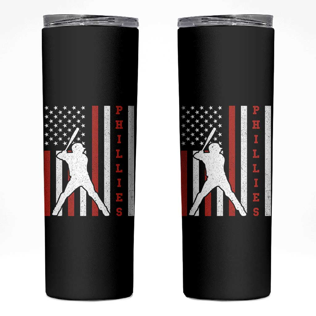Phillies Baseball Skinny Tumbler Cool Distressed Philadelphia Red October US Flag - Wonder Print Shop