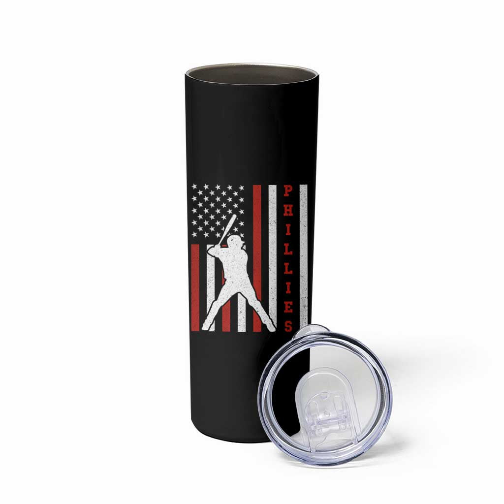 Phillies Baseball Skinny Tumbler Cool Distressed Philadelphia Red October US Flag - Wonder Print Shop