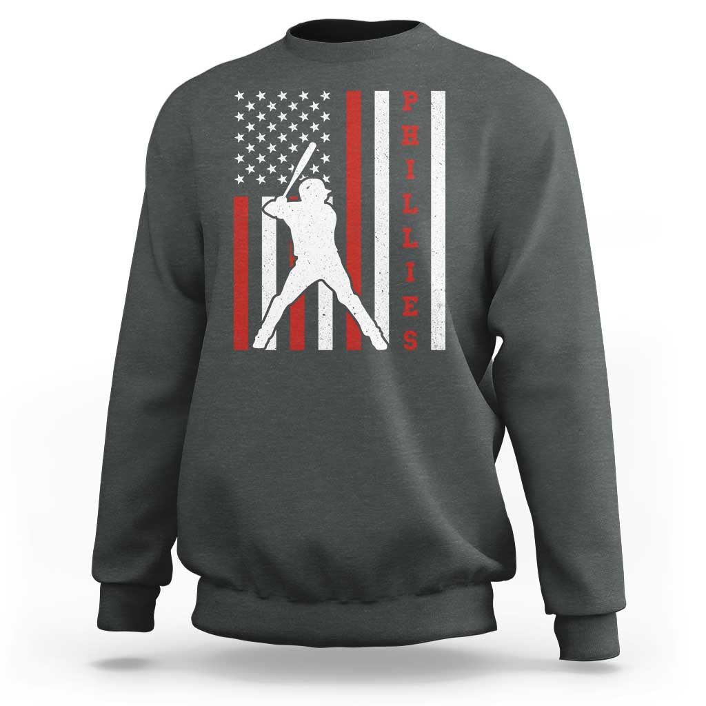 Phillies Baseball Sweatshirt Cool Distressed Philadelphia Red October US Flag - Wonder Print Shop
