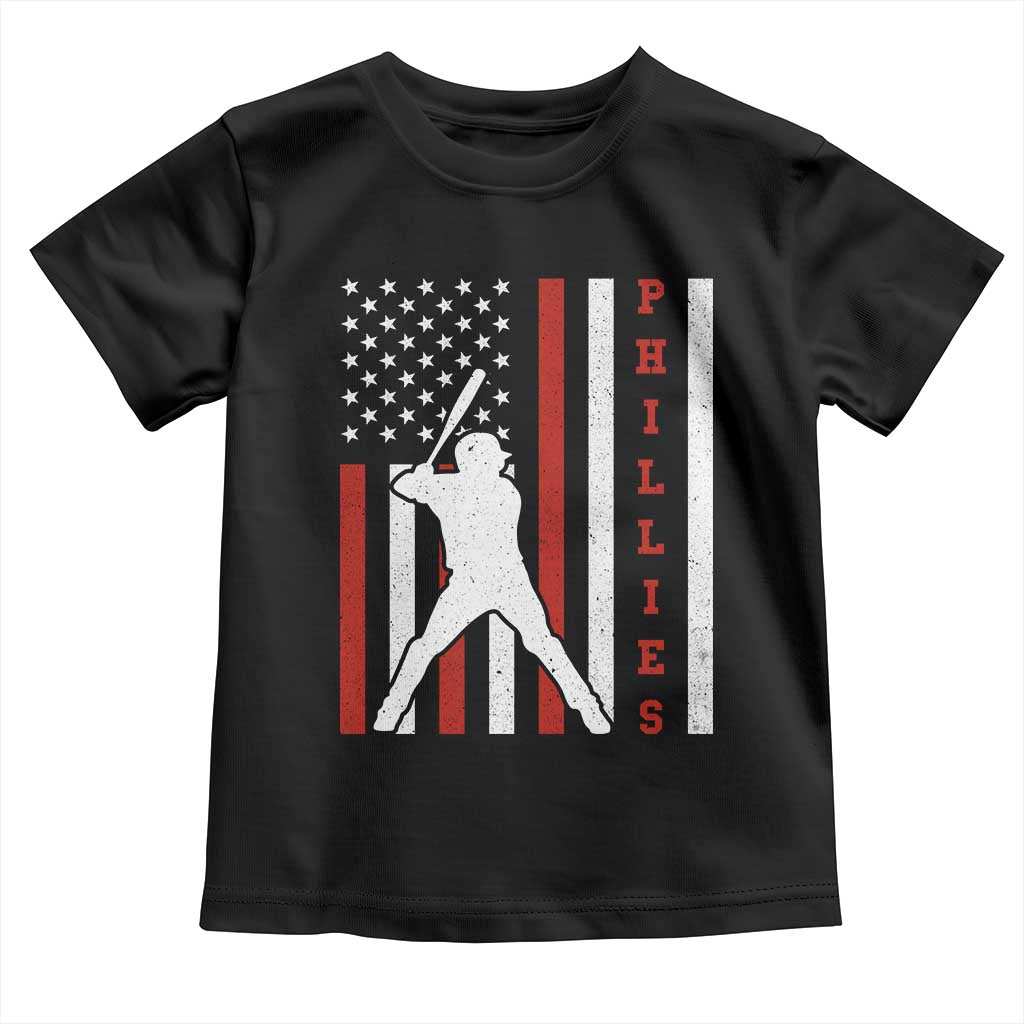 Phillies Baseball Toddler T Shirt Cool Distressed Philadelphia Red October US Flag - Wonder Print Shop
