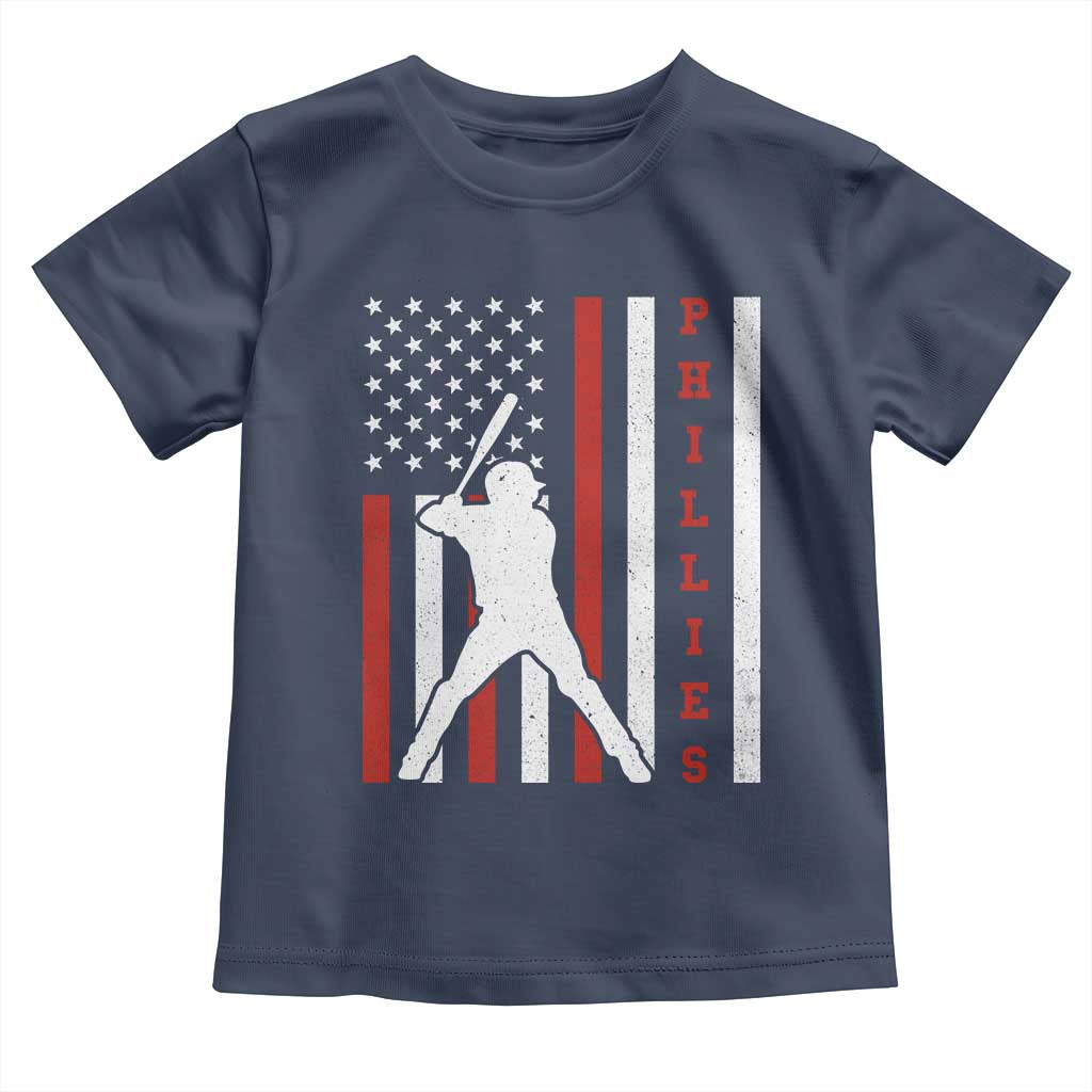 Phillies Baseball Toddler T Shirt Cool Distressed Philadelphia Red October US Flag - Wonder Print Shop